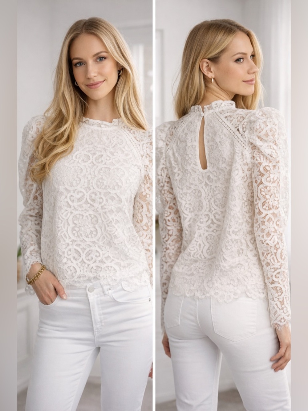 Lilly Pulitzer Averi Lace Top White Size Small NWT Long Sleeve Eyelet Blouse